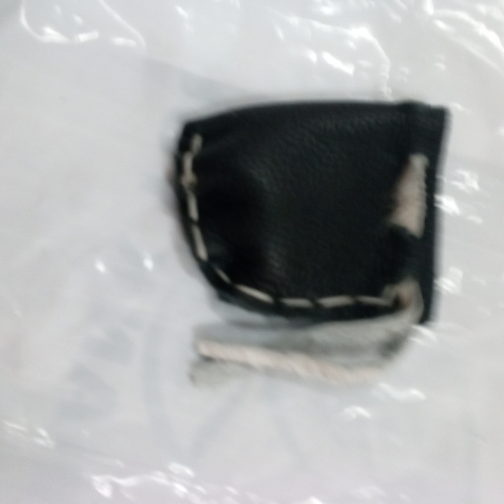 Black Leather Keychain with White Stitching